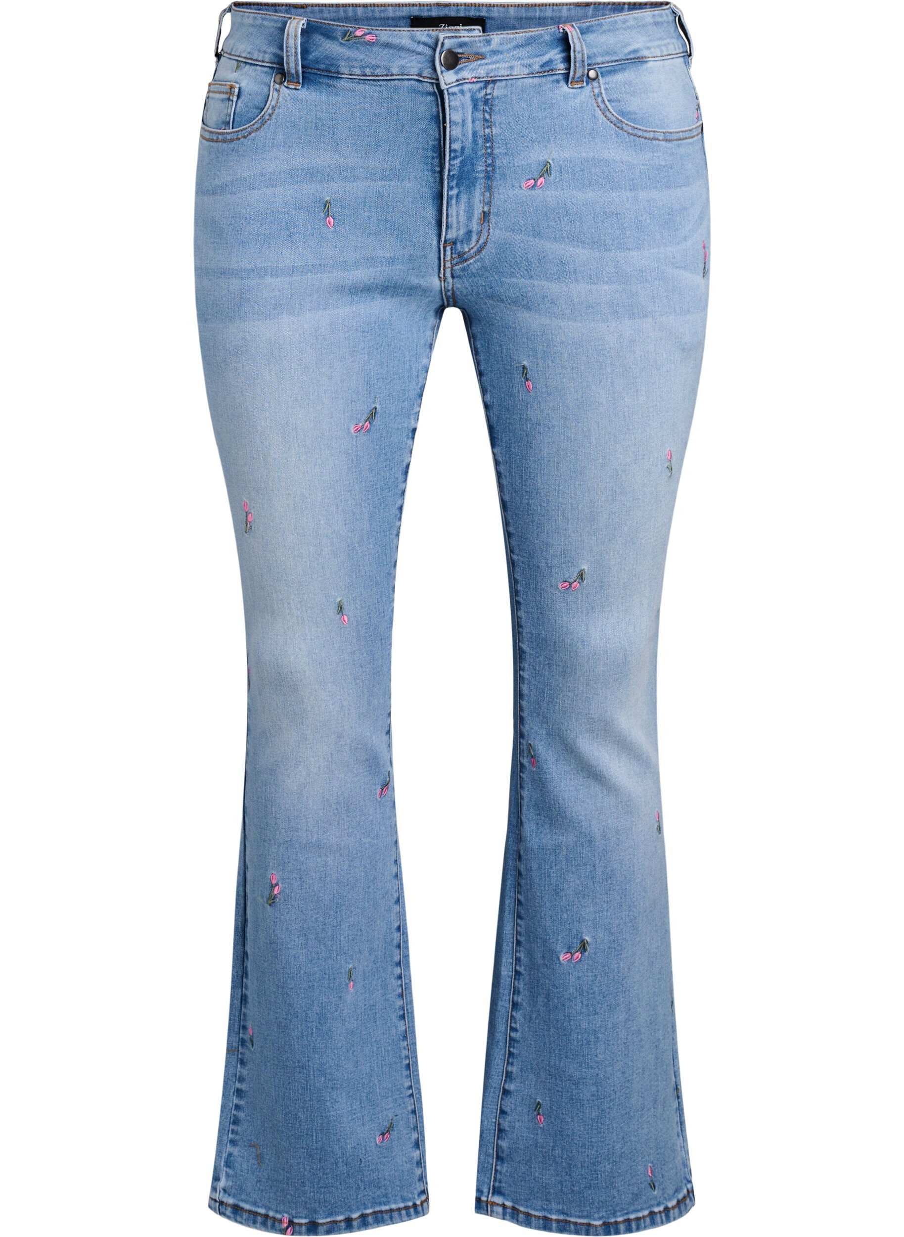Bootcut jeans with embroidered flowers