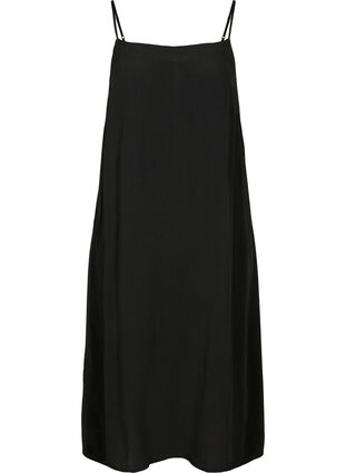 Viscose midi dress with thin straps, Black, Packshot image number 0