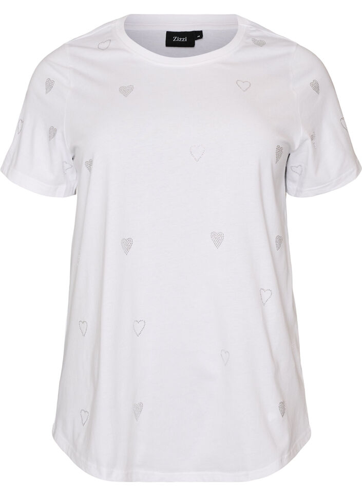 Organic cotton t-shirt with hearts, White, Packshot image number 0