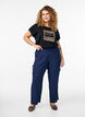 High-waisted cargo trousers, Blue, Model image number 0