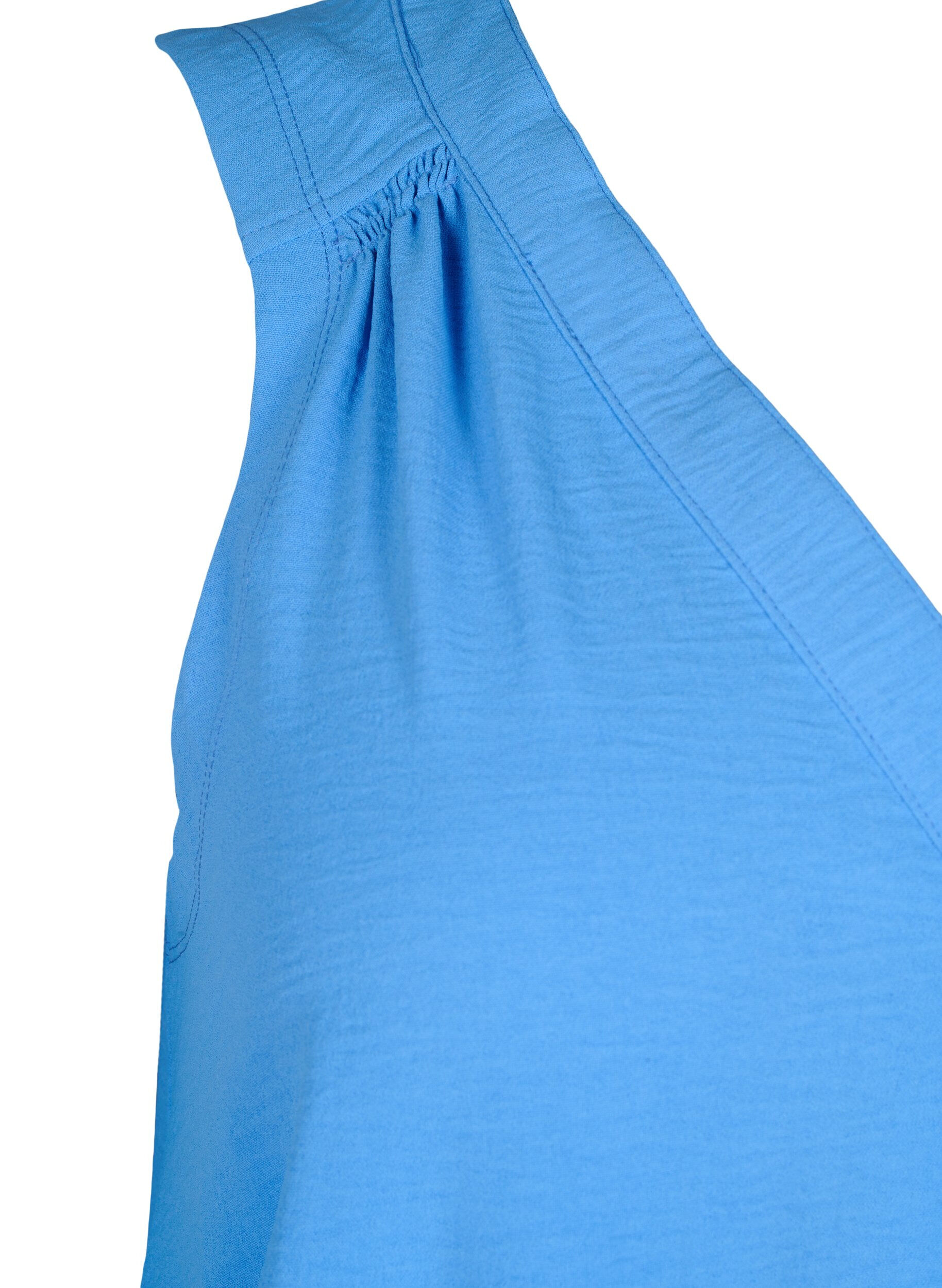 Zizzifashion Sleeveless top with wrinkle details, Blue, Packshot image number 3