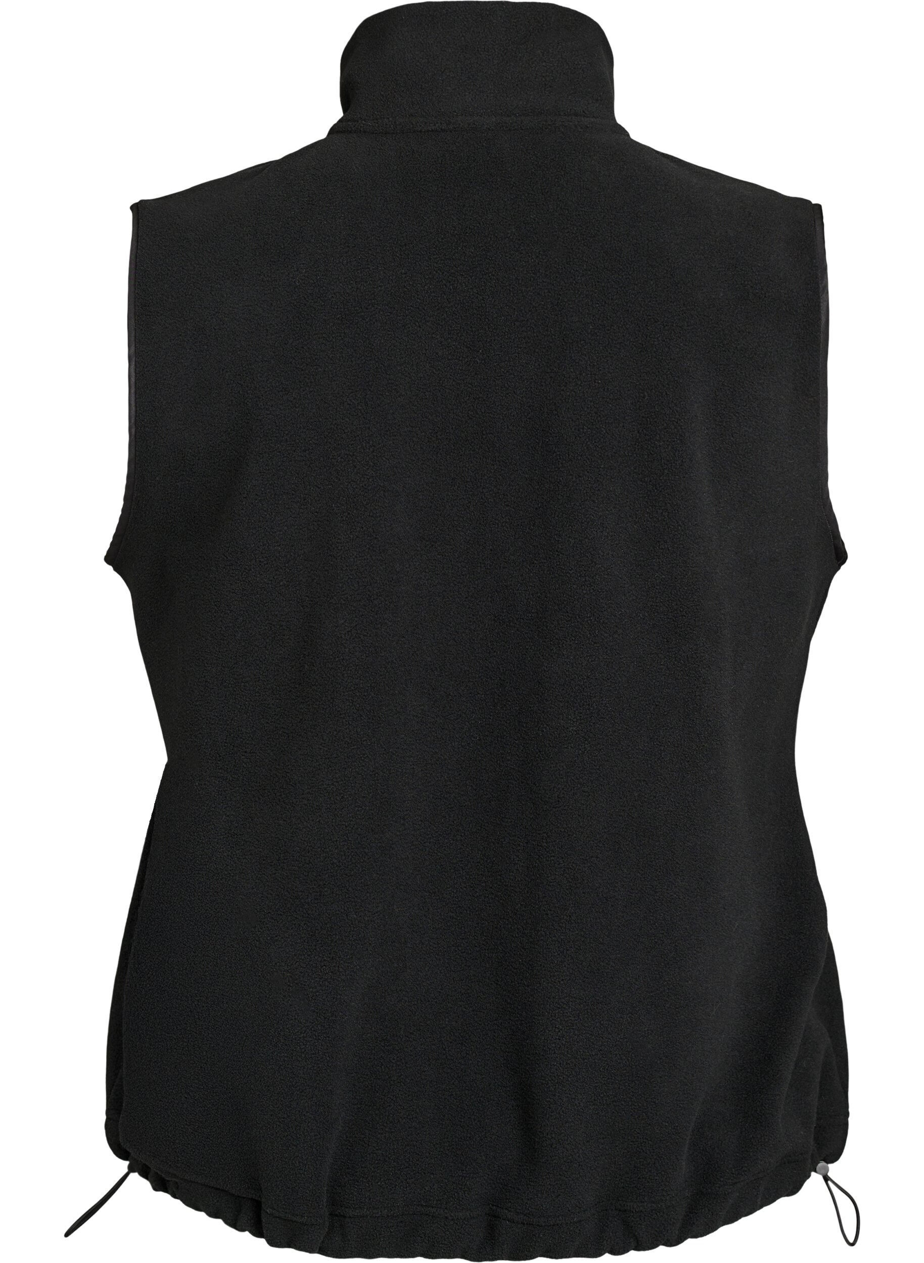 ZizzifashionFleece vest with high collar and drawstring bottom, Black, Packshot image number 1