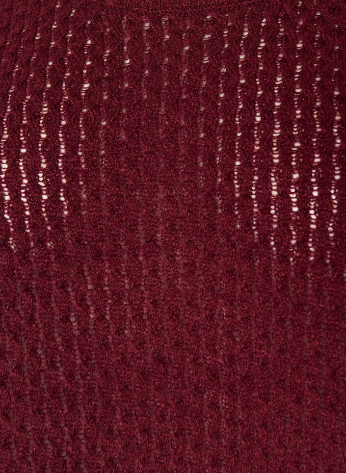 Knitted blouse with a textured openwork pattern, Red, Packshot image number 2