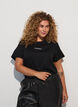 Cotton T-shirt with text badge, Black, Model image number 0