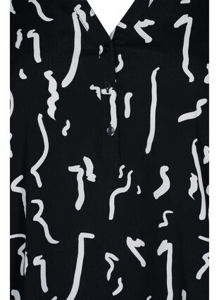 Blouse in viscose with long sleeves, Black Paint Strokes, Packshot image number 2