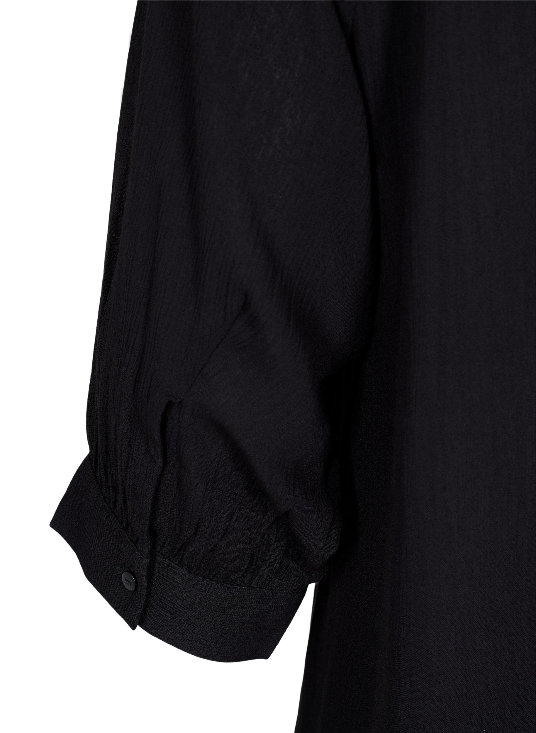 Zizzifashion Viscose tunic with 3/4 sleeves, Black, Packshot image number 3