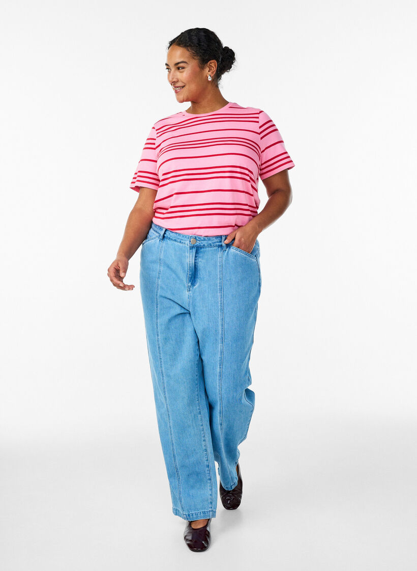 Striped cotton t-shirt, Pink, Model image number 1