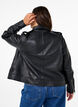 Leather biker jacket with pockets, Black, Model image number 1