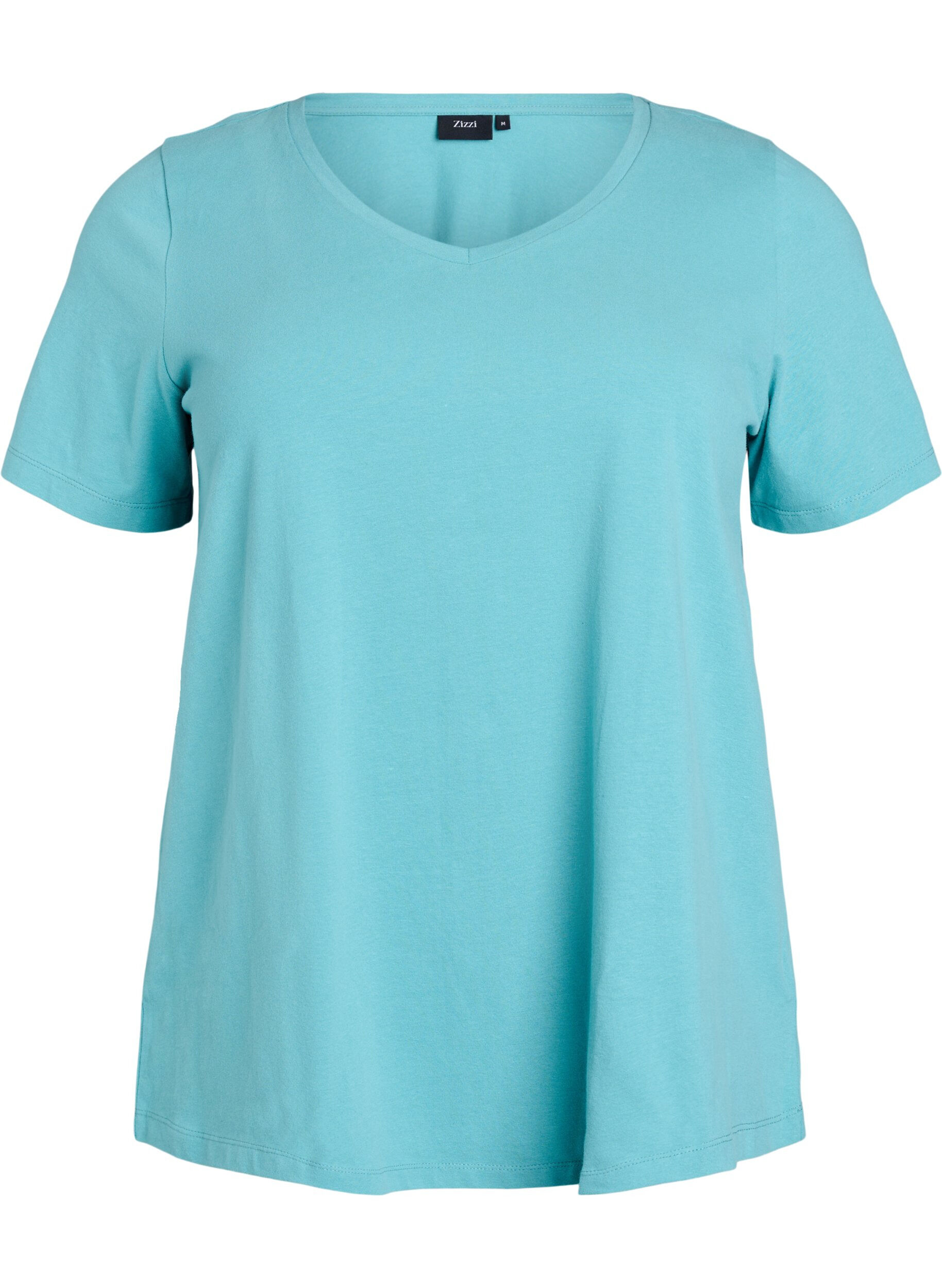 ZizzifashionBasic plain cotton t-shirt, Blue, Packshot image number 0