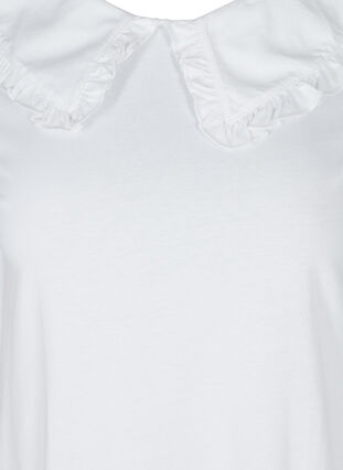 Short-sleeved cotton t-shirt with collar, Bright White, Packshot image number 2