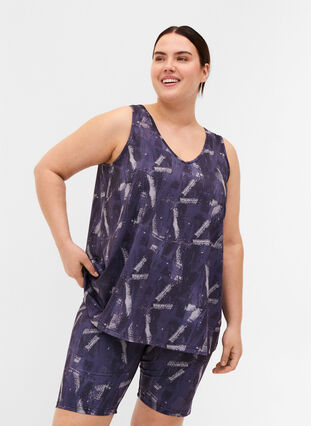 Printed exercise top in an A-line, Nicole Print, Model image number 0