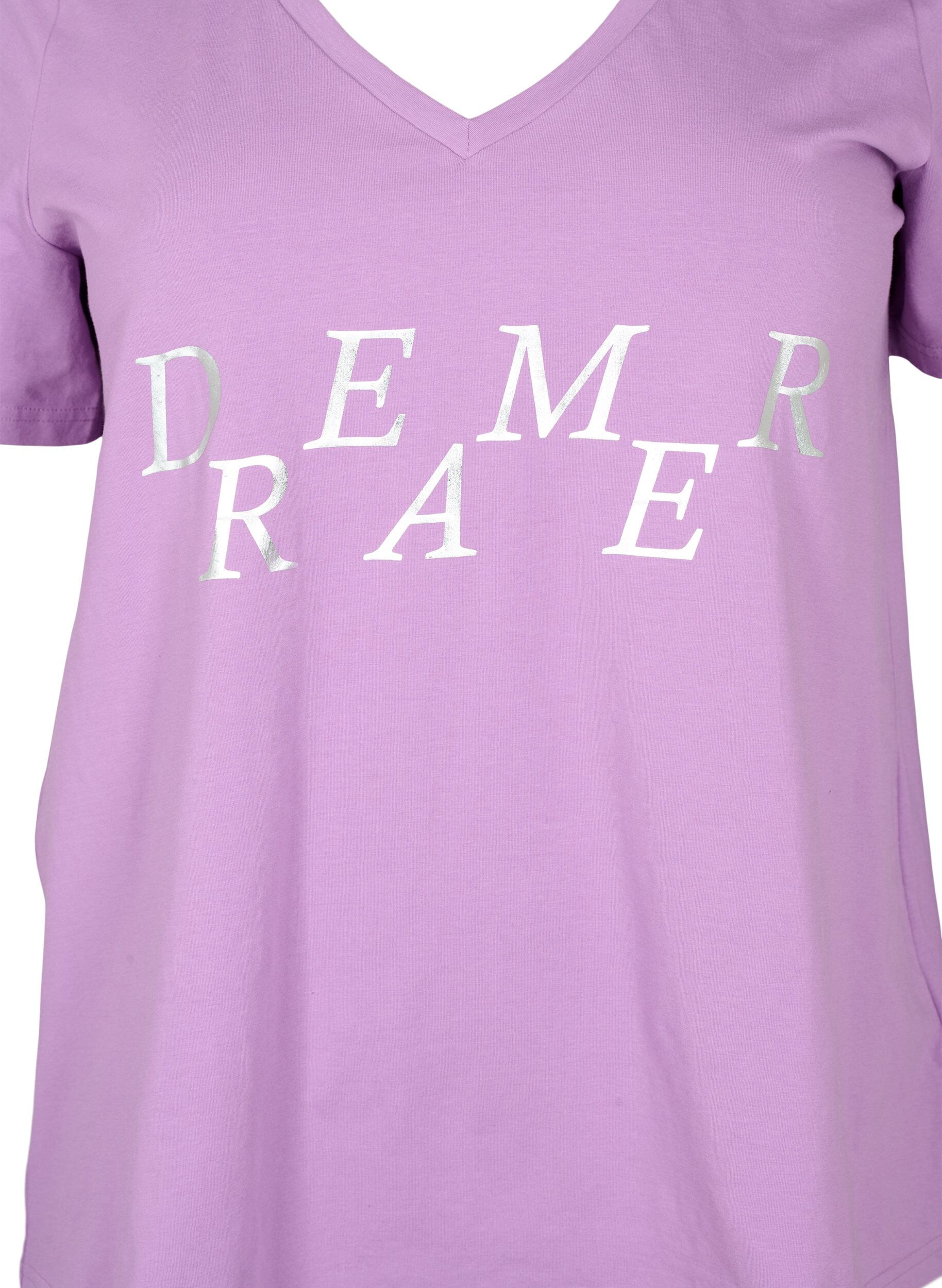 Zizzifashion Cotton night t-shirt with text print, L.Crystal w.Dreamer, Packshot image number 2