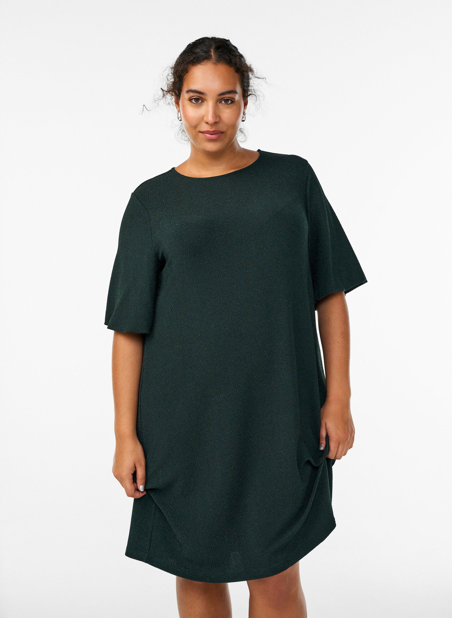 Short dress with a glitter pattern, Green, Model