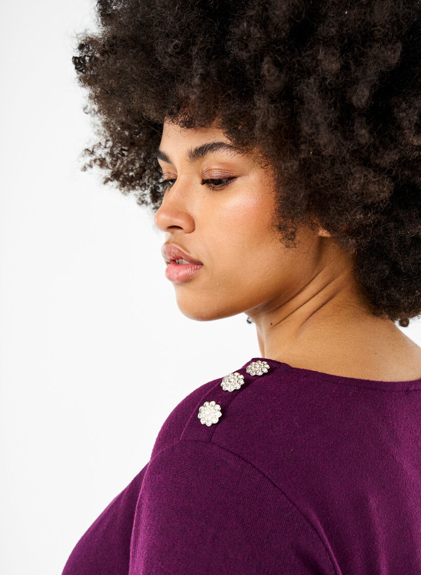Blouse with decorative buttons, Purple, Model image number 3
