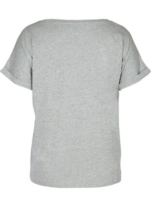 Short-sleeved t-shirt with tone-on-tone print, Light Grey Melange, Packshot image number 1