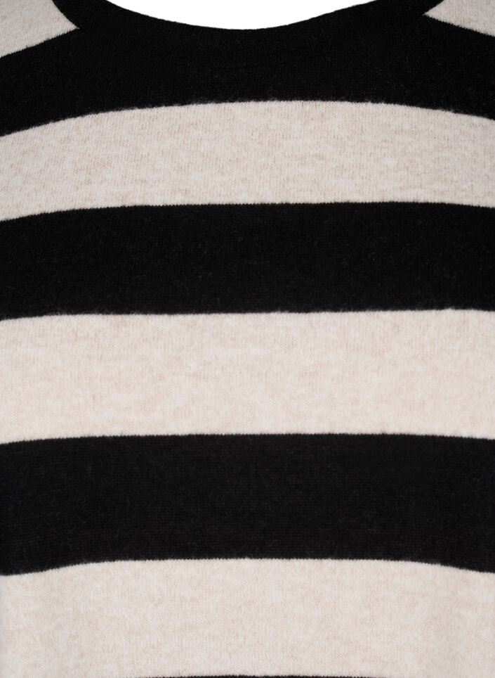Long-sleeved blouse with stripes, Bl. Beige Mel.Stripe, Packshot image number 2
