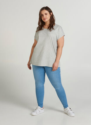 Marled cotton t-shirt, Light Grey Melange, Model image number 2