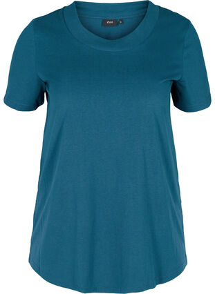 Short-sleeved t-shirt with wide, rib neckline, Reflecting Pond, Packshot image number 0