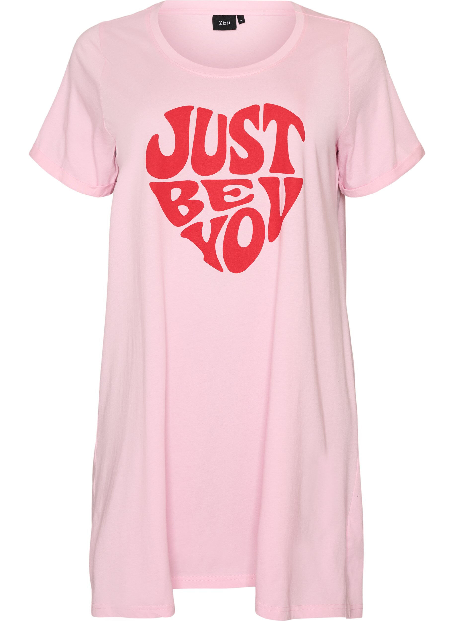 ZizzifashionShort-sleeved nightgown in organic cotton, Pink, Packshot image number 0