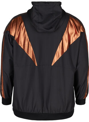 Sports jacket with print details and zip, Black, Packshot image number 1