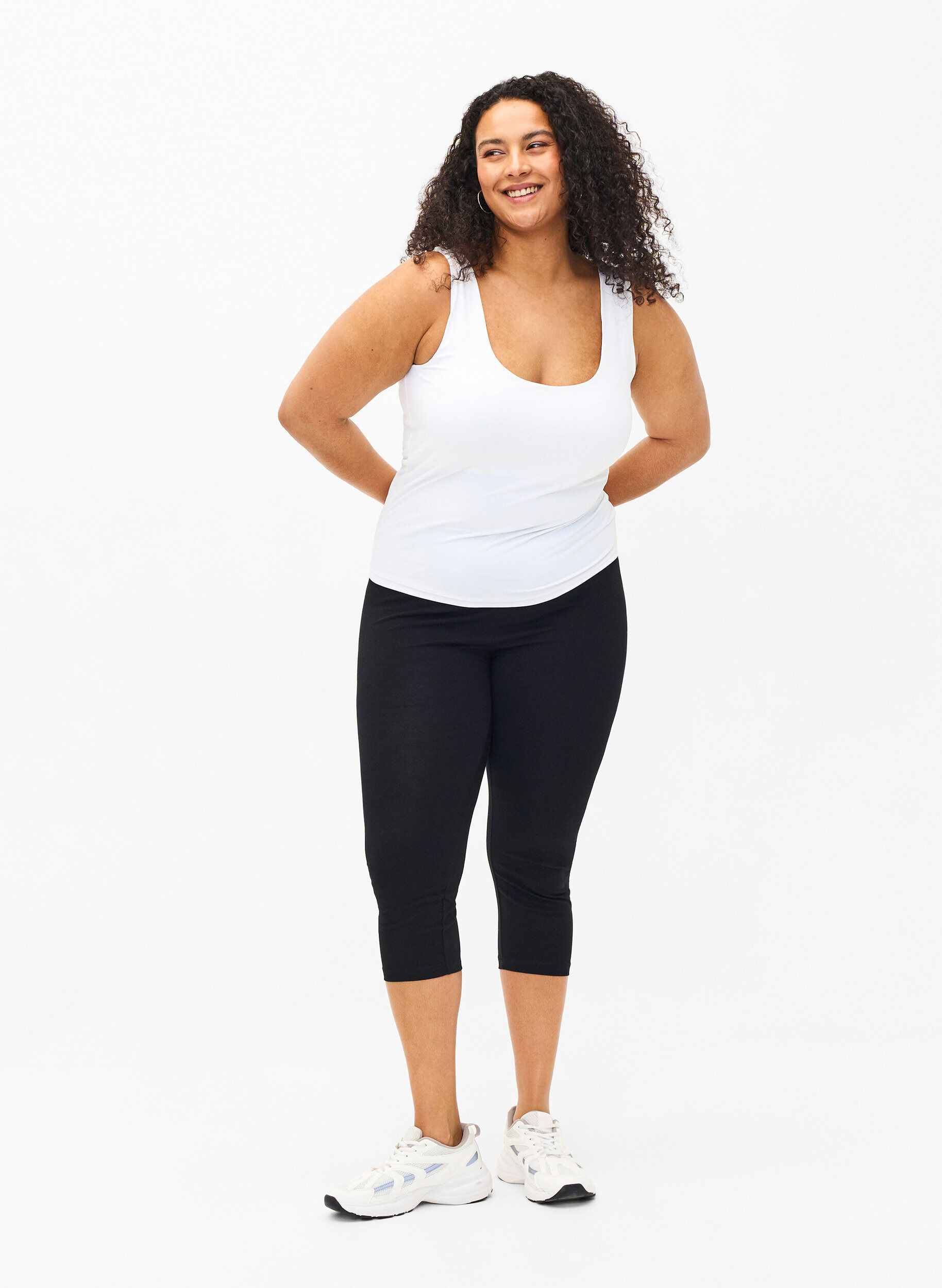 Zizzifashion FLASH - 2-pack 3/4 cotton leggings, Black, Model image number 1