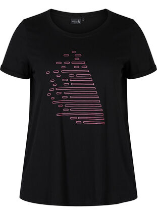 Sports t-shirt with print, Black Diva Pink, Packshot image number 0