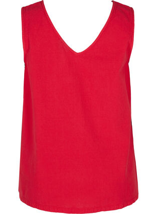 Sleeveless top in cotton, Lipstick Red, Packshot image number 1
