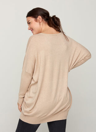 Oversize knitted blouse with studs and ribbed edges, Nomad Mel. w studs, Model image number 1