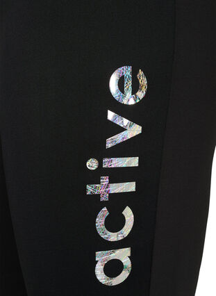 Close-fitting gym shorts with text print, Black, Packshot image number 2