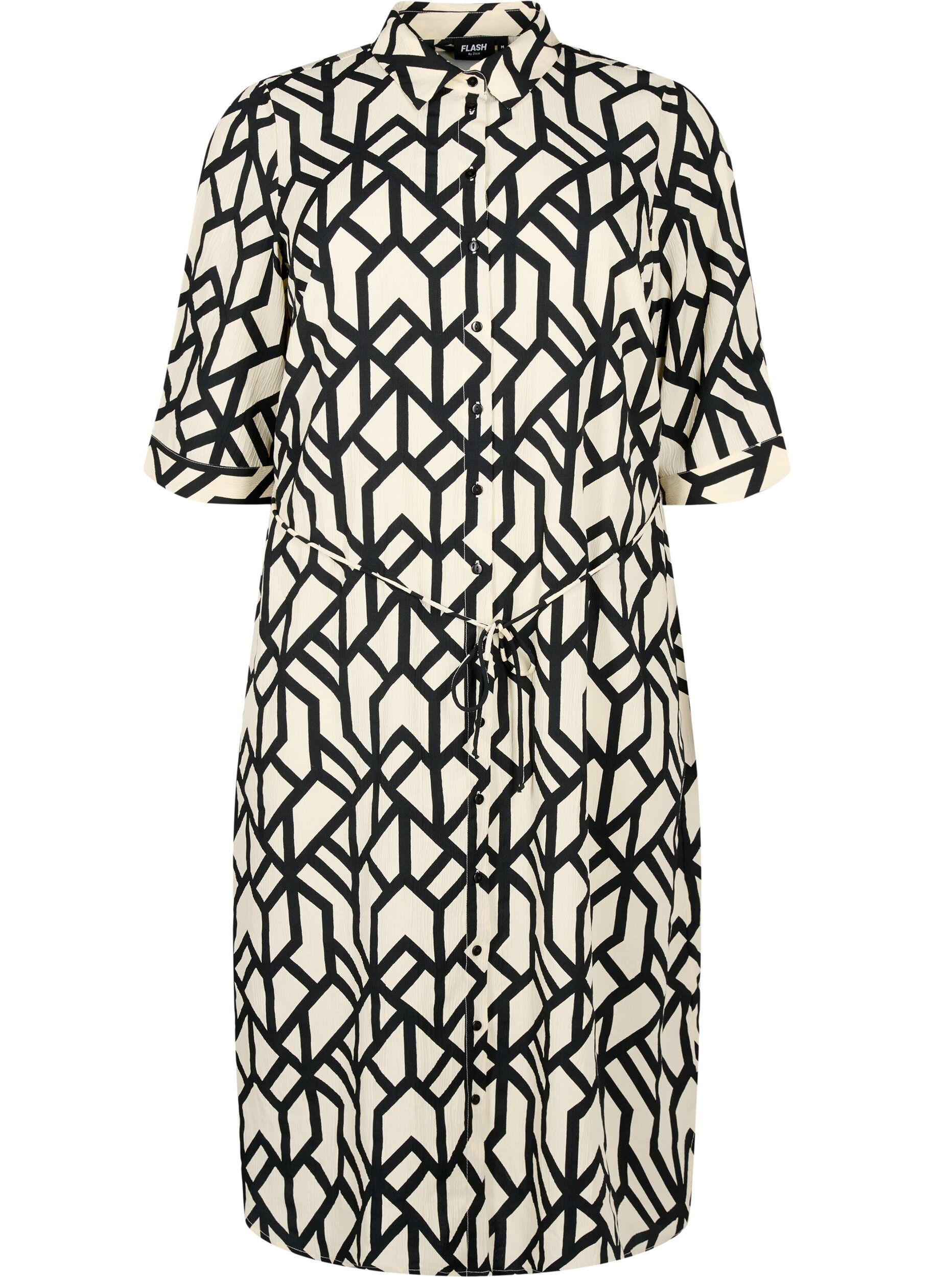Zizzifashion FLASH - Shirt dress with print, Birch Black Graphic, Packshot image number 0
