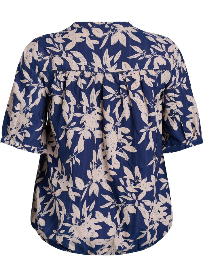 Blouse with print and 1/2 sleeves, Blue, Packshot image number 1