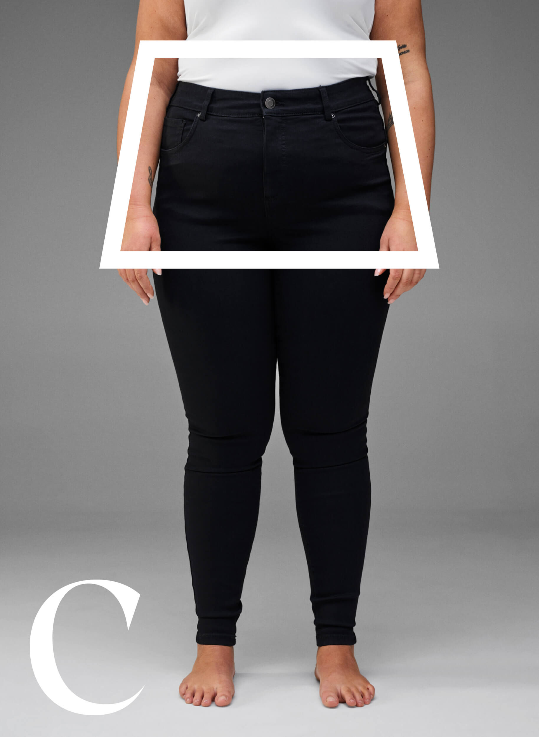 Zizzifashion Super slim jeans with high waist, Black, Model image number 2