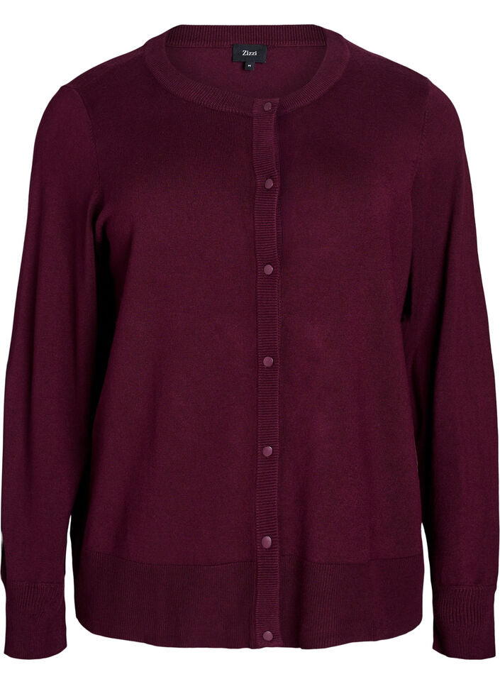 Knitted cardigan with round neck and buttons, Red, Packshot image number 0