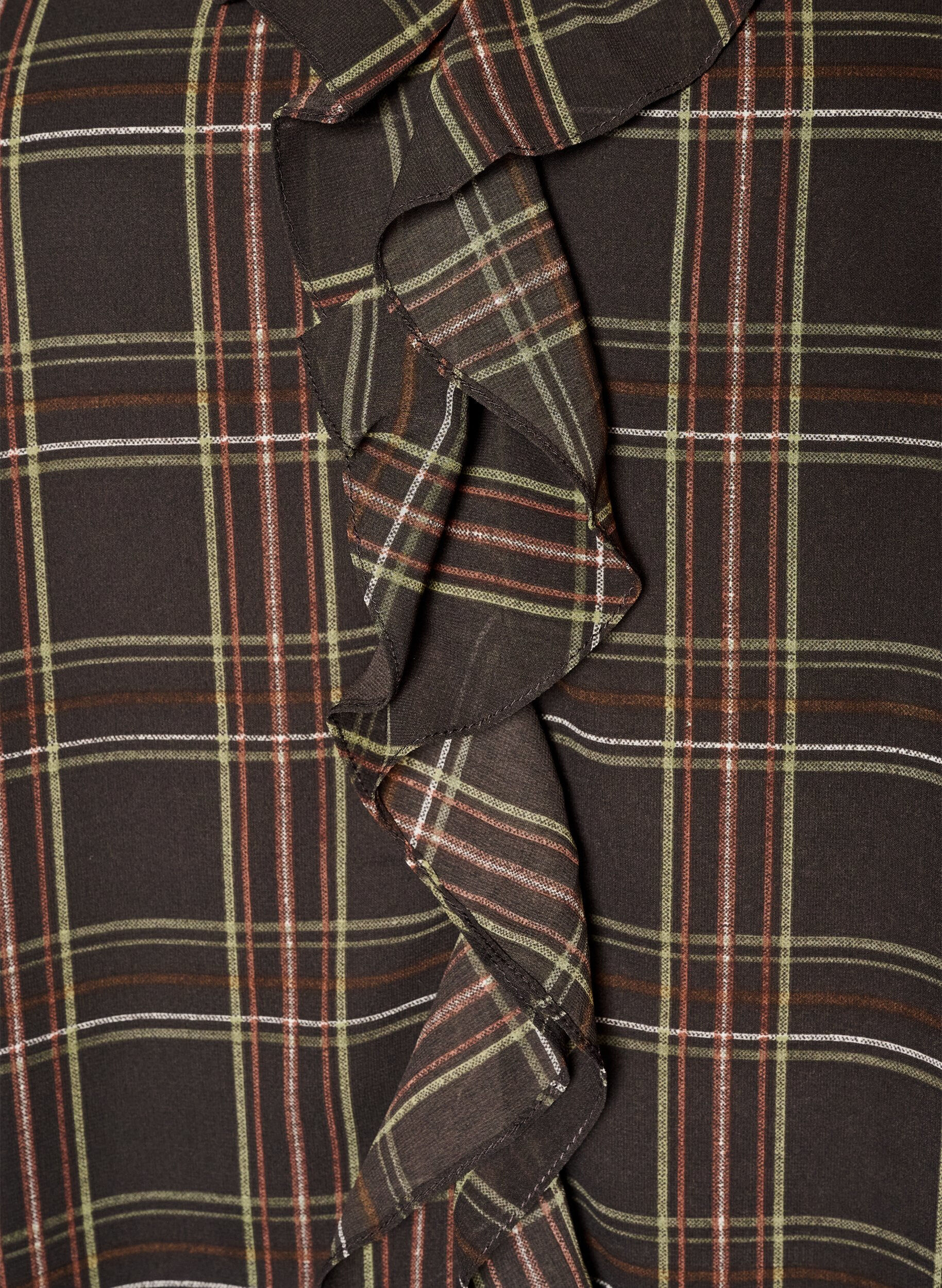ZizzifashionBlouse with check and ruffle details, Green, Packshot image number 2