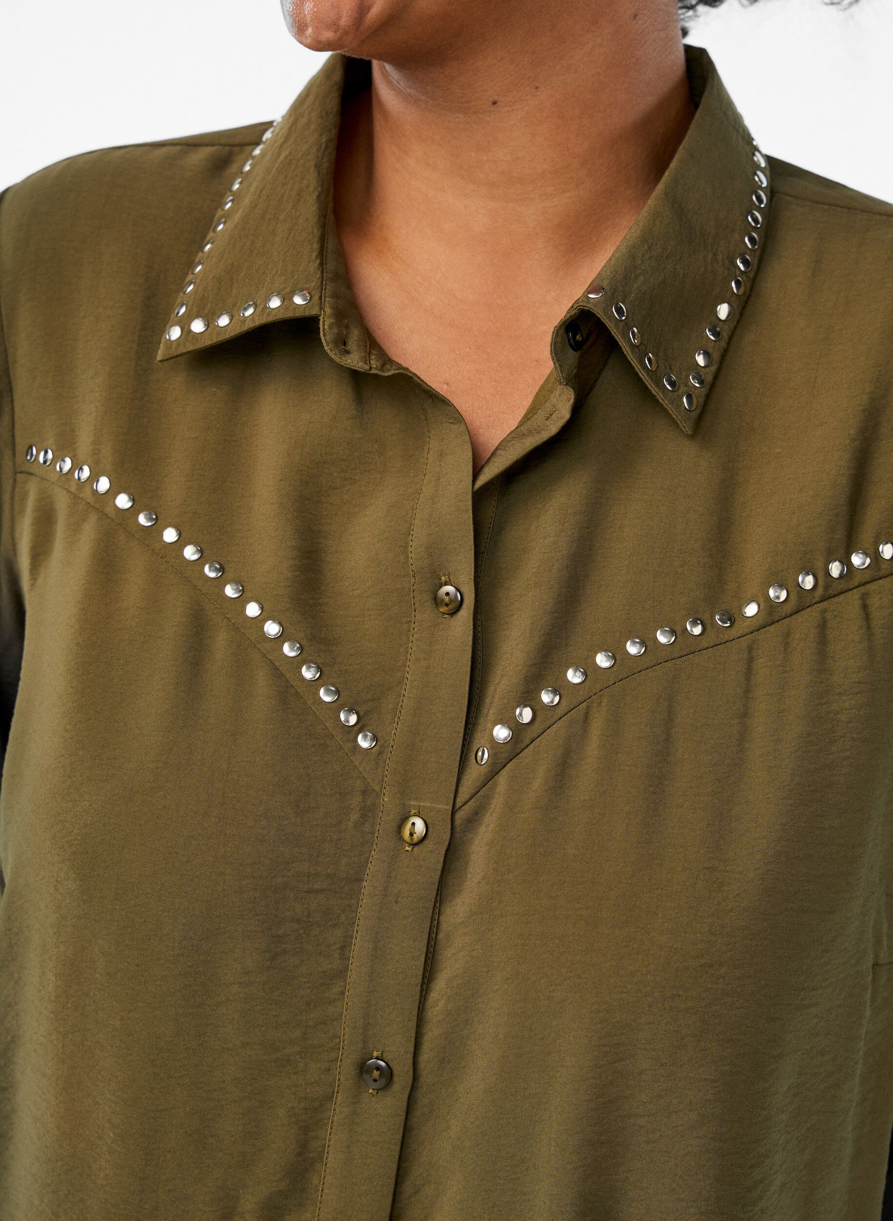 Zizzifashion Shirt with studs, Green, Model image number 3