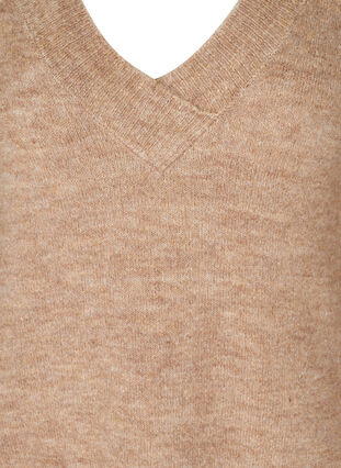 Marled, oversize knitted blouse with wool, Light Brown Mel. , Packshot image number 2
