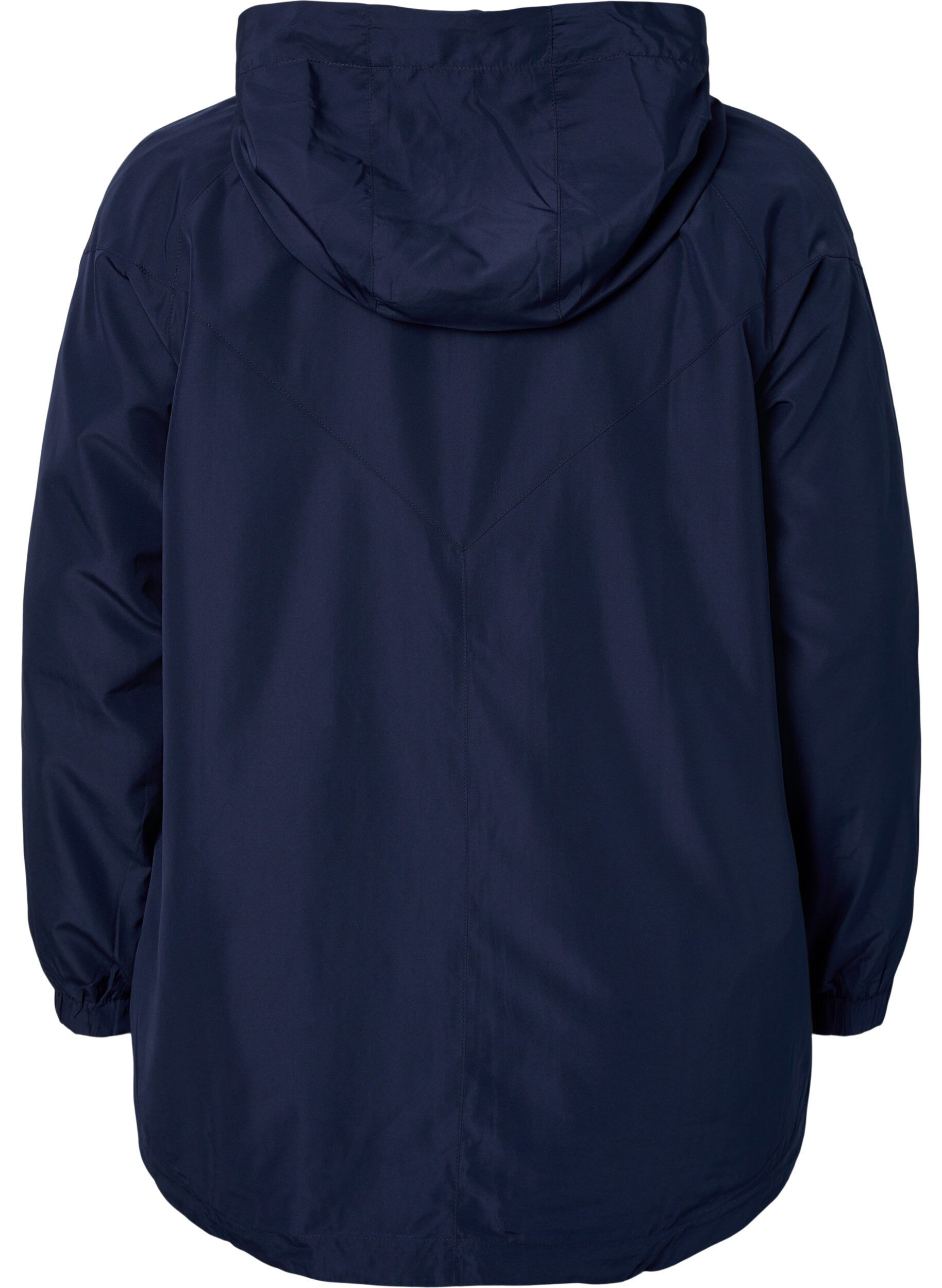 Zizzifashion Short jacket with hood and adjustable bottom, Navy Blazer, Packshot image number 1