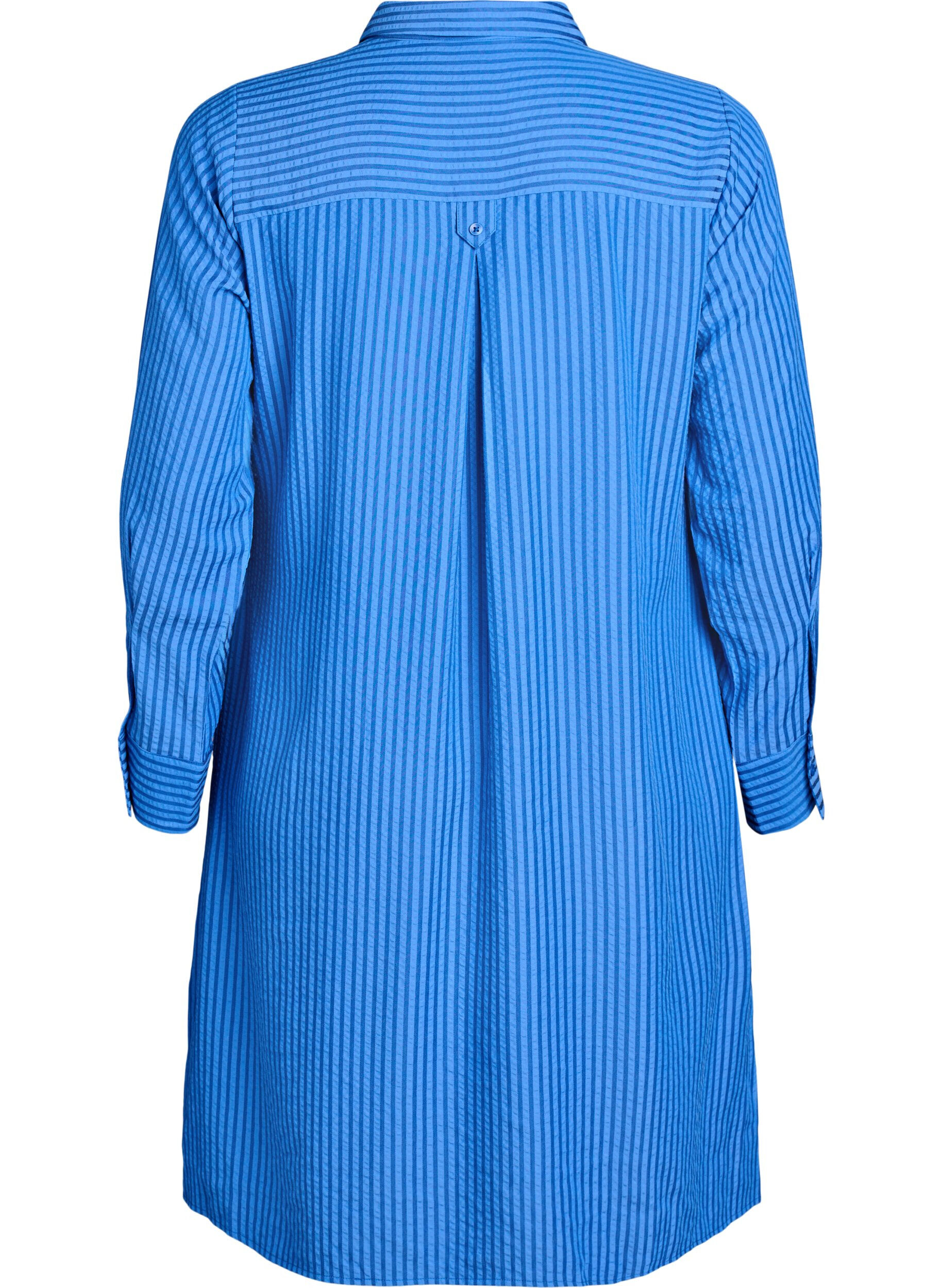 Zizzifashion Long striped shirt with button detail on the back, Blue, Packshot image number 1