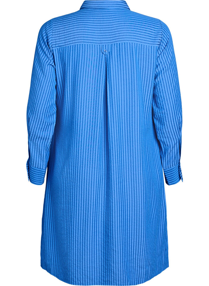 Long striped shirt with button detail on the back, Blue, Packshot image number 1