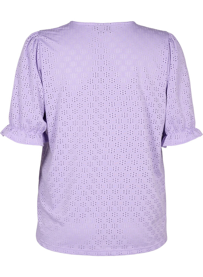 V-neck blouse with hole pattern, Viola, Packshot image number 1