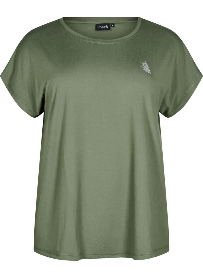 Solid-coloured workout T-shirt, Green, Packshot image number 0