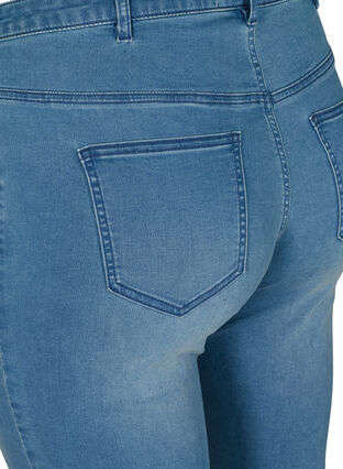 Close-fitting denim shorts with raw hems, Blue Denim, Packshot image number 3