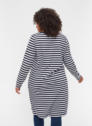 Striped cotton dress with long sleeves , NS w. White Thin, Model image number 1
