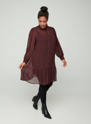 Long-sleeved dress with button fastening, Fudge, Model image number 2