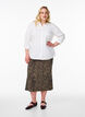 Midi skirt with slit and leopard print, Brown, Model image number 0