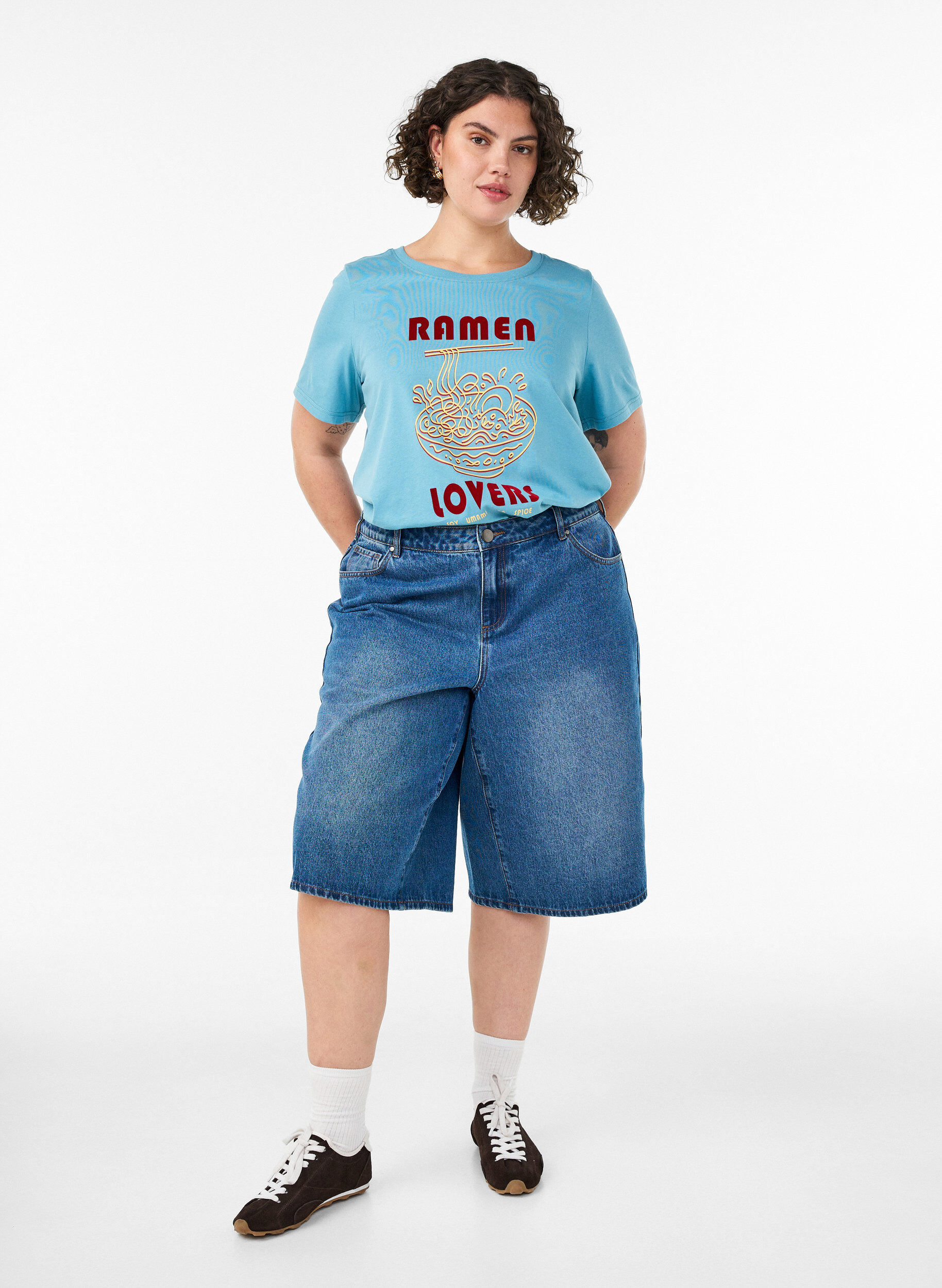 Zizzifashion Cotton T-shirt with print, Blue, Model image number 1