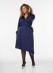 Short satin dress with wrap design, Blue, Model image number 1
