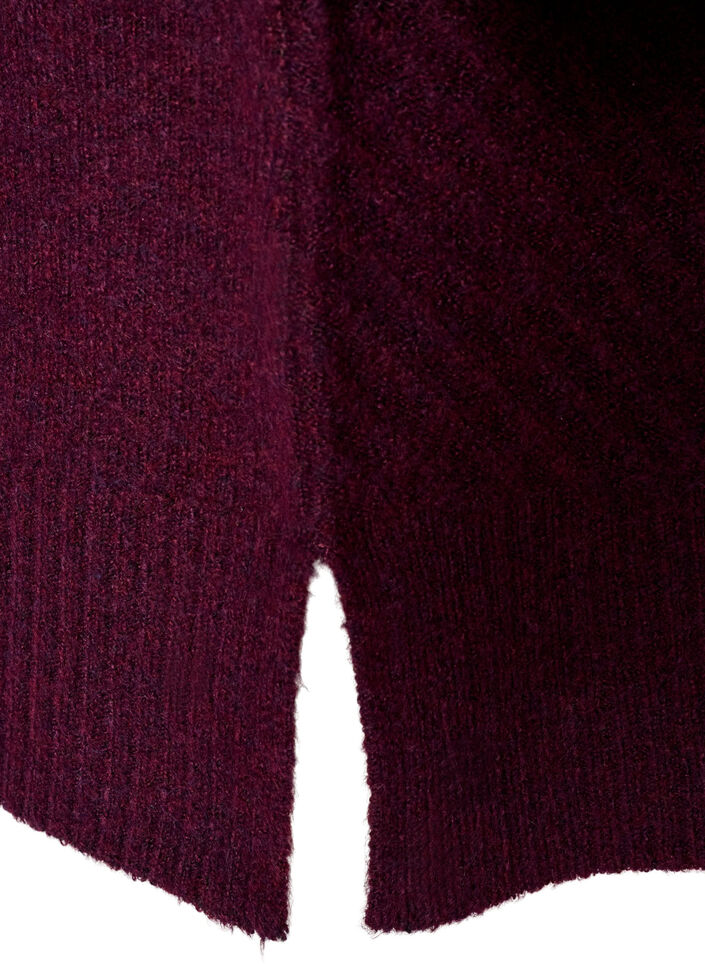 Short knitted dress with a V-shaped textured pattern, Red, Packshot image number 3