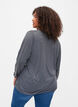 Melange top with long sleeves and v cutting, Dark Grey Melange, Model image number 1