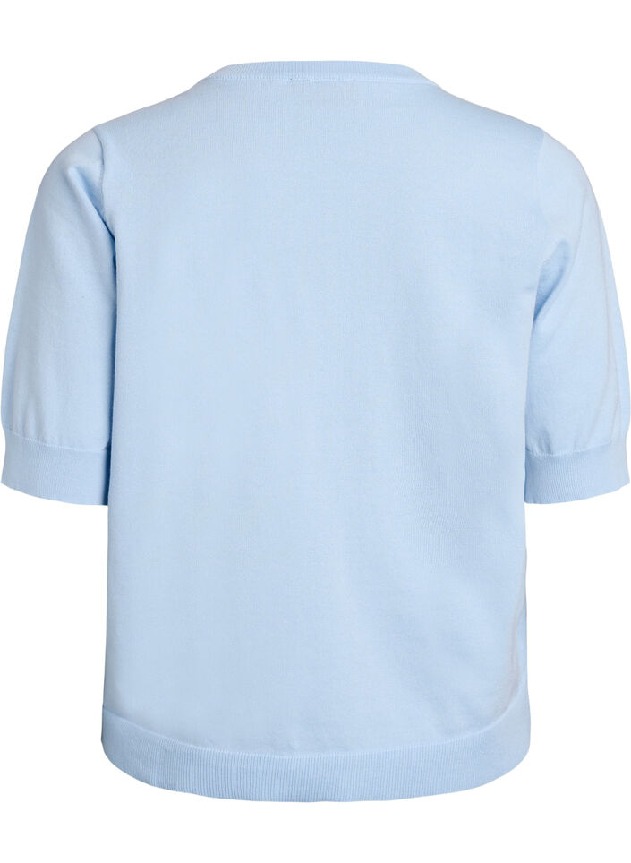 FLASH - Fine-knit blouse with short sleeves, Light Blue, Packshot image number 1